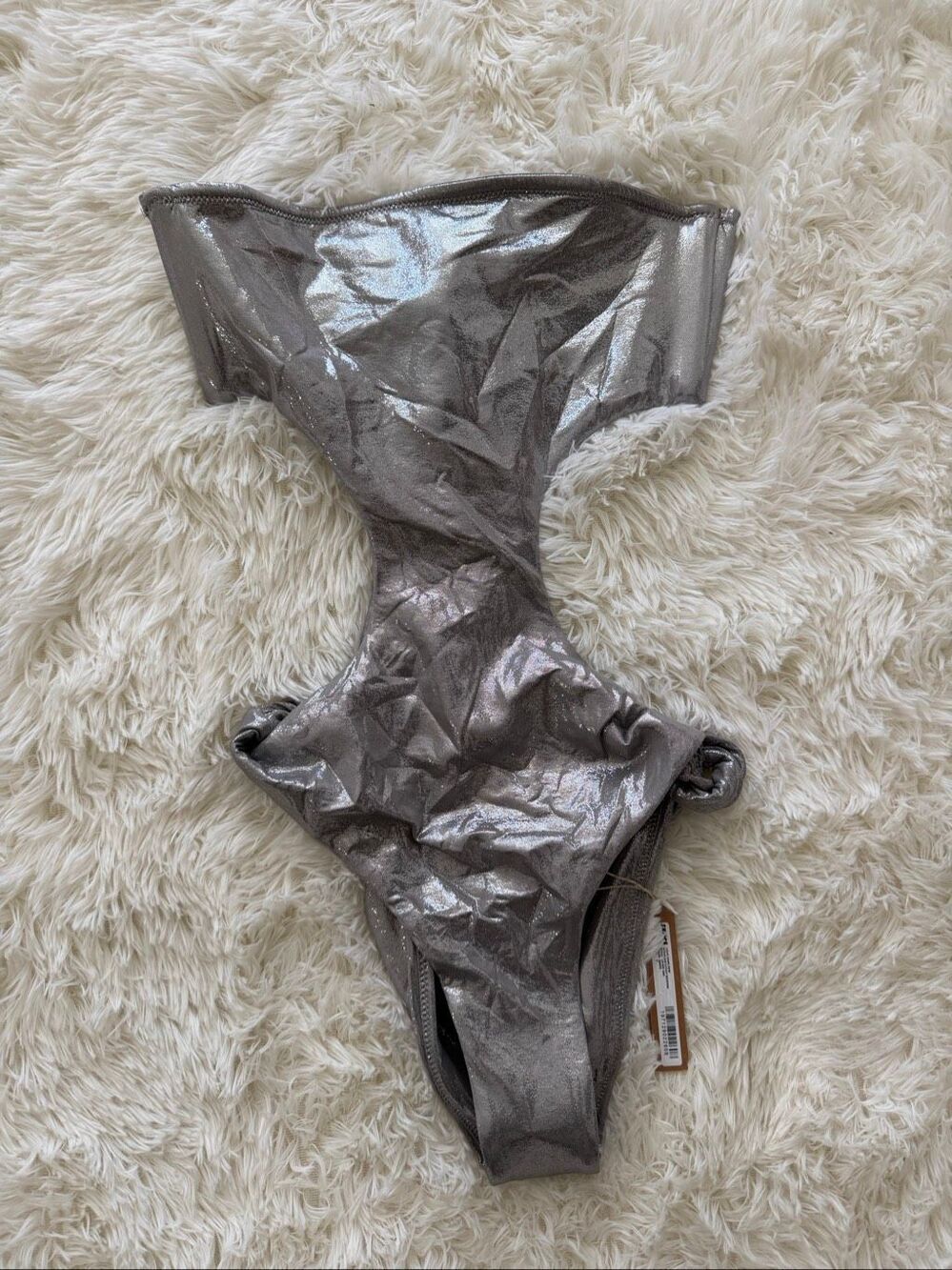 Liquid shine swim strapless cutout monokini SKIMS size S color Smoke new with ta
